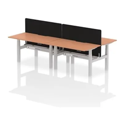 Air B2B 1400x800 Adjustable 4P Bench Desk Scallop Beech/Silver +Screen