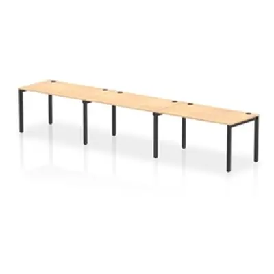 Impulse Bench Single Row 3 Person 1400 Black Frame Bench Desk Maple