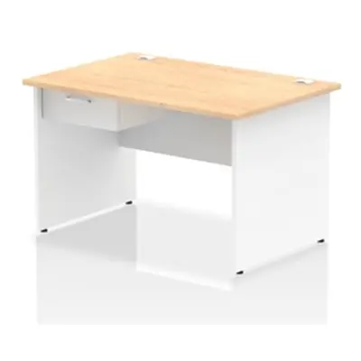 Impulse 1200x800 Desk Maple/White Panel End 1x1 Drawer Fixed Ped