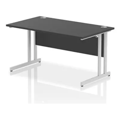 Impulse 1400x800mm Straight Desk Black Top Silver Cantilever Leg