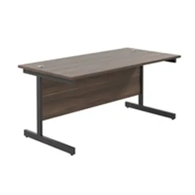 1600x800 Single Upright Rectangular Desk Dark Walnut-Black