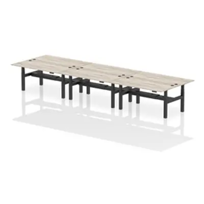 Air B2B 1800x800mm Height Adjustable 6P Bench Desk CP Grey Oak/Black