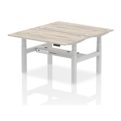 Air B2B 1400x800mm Height Adjustable 2P Bench Desk CP Grey Oak/Silver