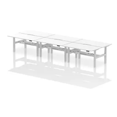 Air B2B 1600x800 Adjustable 6P Bench Desk Scalloped White/Silver