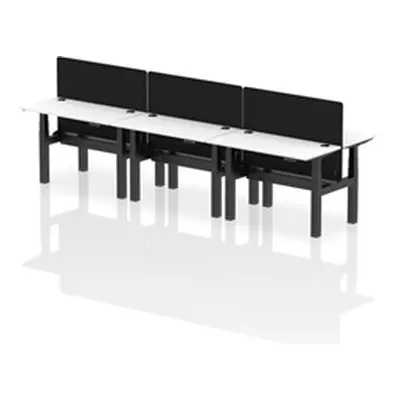 Air B2B 1200x600mm Adjustable 6P Bench Desk CP White/Black + Screen