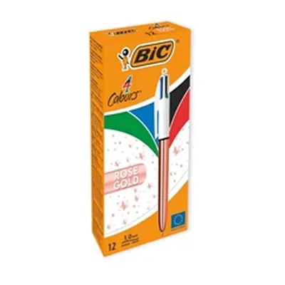 Bic 4 Colours Retractable Ballpoint Pen Rose Gold (Pack of 12) 951737