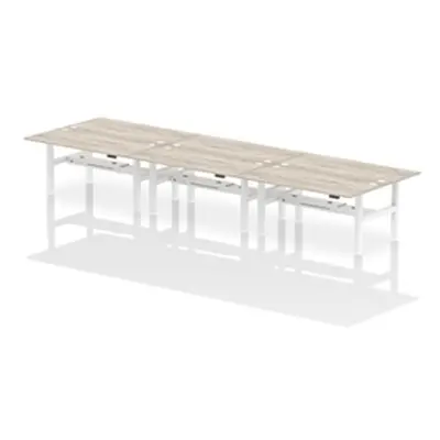 Air B2B 1800x800mm Height Adjustable 6P Bench Desk CP Grey Oak/White