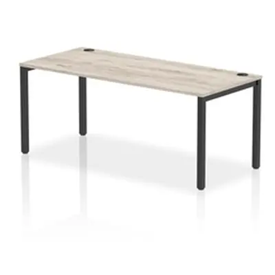 Impulse Bench Single Row 1800 Black Frame Office Bench Desk Grey Oak