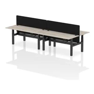 Air B2B 1800x800mm Adjustable 4P Bench Desk CP Grey Oak/Black + Screen