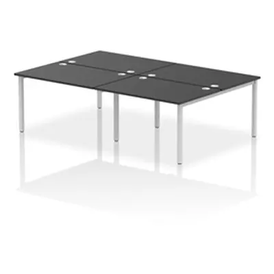 Impulse Bench B2B 4 Person 1200 Silver Frame Office Bench Desk Black