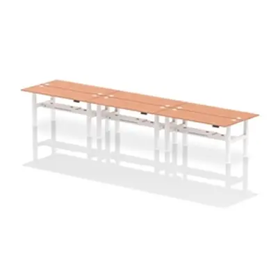 Air B2B 1800x600mm Height Adjustable 6P Bench Desk CP Beech/White