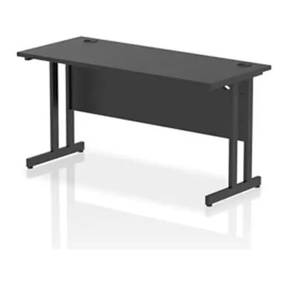 Impulse 1400x600mm Straight Office Desk Black Top Black Cantilever Leg