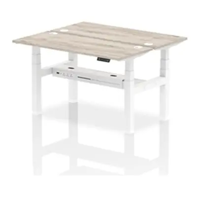 Air B2B 1400x600mm Height Adjustable 2P Bench Desk CP Grey Oak/White