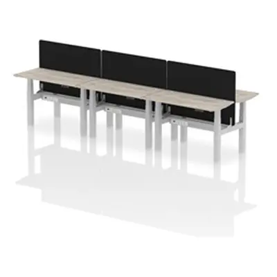 Air B2B 1200x600mm Adjustable 6P Bench Desk CP Grey Oak/Silver +Screen