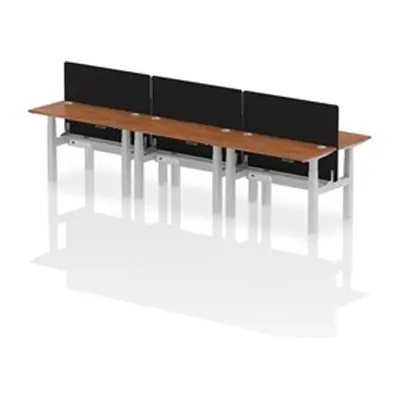 Air B2B 1200x600mm Adjustable 6P Bench Desk CP Walnut/Silver + Screen