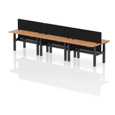 Air B2B 1400x600mm Adjustable 6P Bench Desk CP Oak/Black + Screen