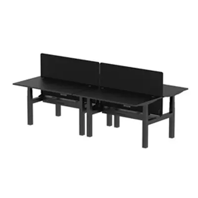 Air B2B 1400x800mm Adjustable 4P Bench Desk CP Black/Black + Screen