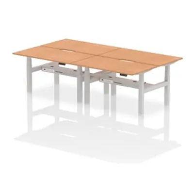 Air B2B 1400x800 Adjustable 4P Bench Desk Scalloped Oak/Silver