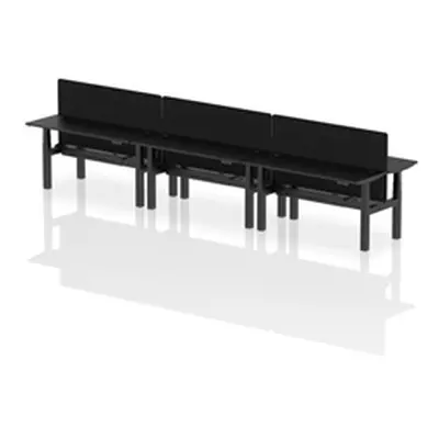 Air B2B 1600x600mm Adjustable 6P Bench Desk CP Black/Black + Screen