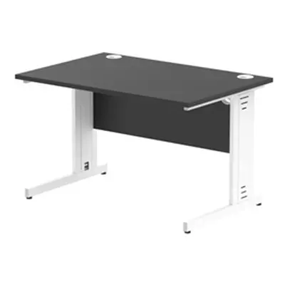 Impulse 1200x800mm Straight Desk Black Top White Cable Managed Leg