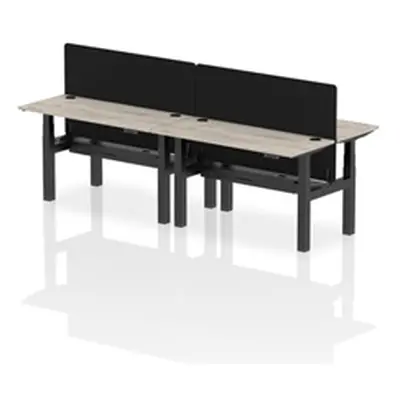 Air B2B 1400x600mm Adjustable 4P Bench Desk CP Grey Oak/Black + Screen