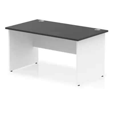 Impulse 1400x800mm Straight Office Desk Black Top White Panel End Leg