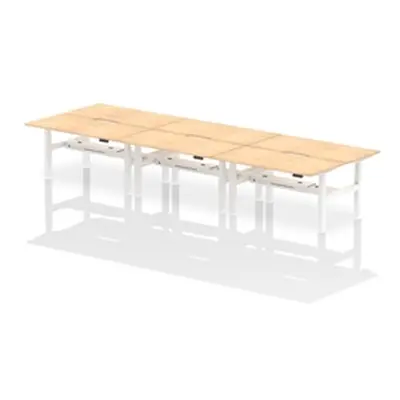 Air B2B 1600x800 Adjustable 6P Bench Desk Scalloped Maple/White