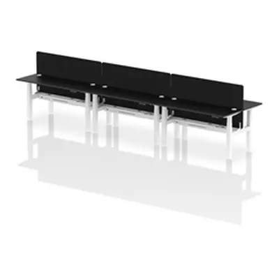 Air B2B 1600x600mm Adjustable 6P Bench Desk CP Black/White + Screen