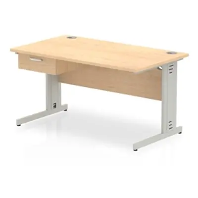 Impulse 1400x800 Desk Maple/Silver Cable Managed Leg 1 Dr Fixed Ped