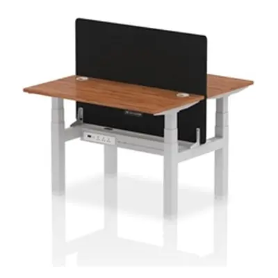 Air B2B 1200x600mm Adjustable 2P Bench Desk CP Walnut/Silver + Screen