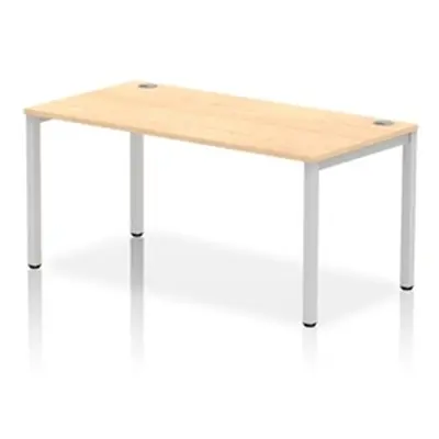 Impulse Bench Single Row 1600 Silver Frame Office Bench Desk Maple