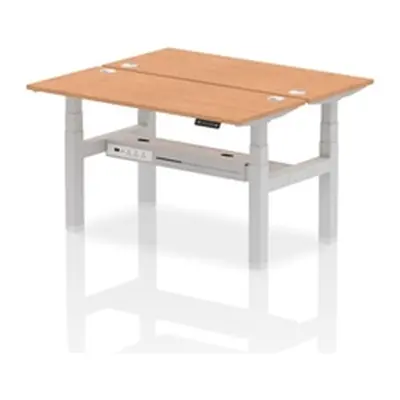 Air B2B 1400x600mm Height Adjustable 2P Bench Desk CP Oak/Silver