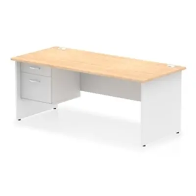 Impulse 1800x800 Desk Maple/White Panel End Leg 1x2 Drawer Fixed Ped