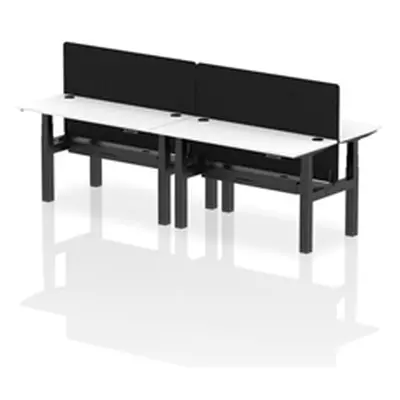 Air B2B 1400x600mm Adjustable 4P Bench Desk CP White/Black + Screen