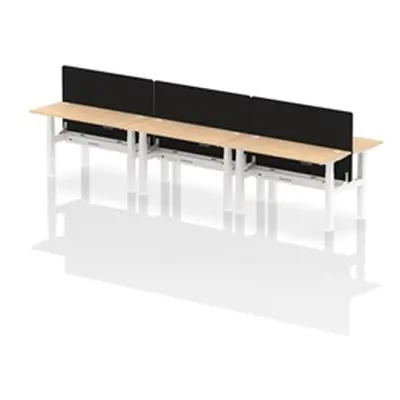 Air B2B 1400x600mm Adjustable 6P Bench Desk CP Maple/White + Screen