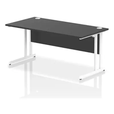 Impulse 1600x800mm Straight Office Desk Black Top White Cantilever Leg