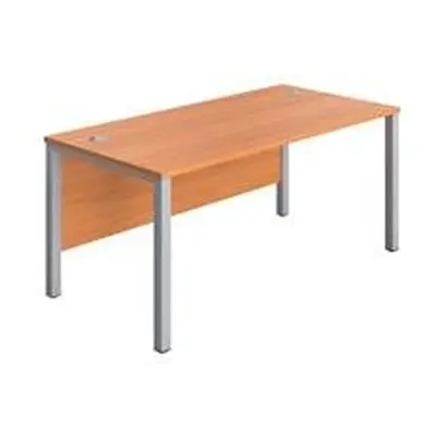 1400X600 Goal Post Rectangular Desk Beech-Silver