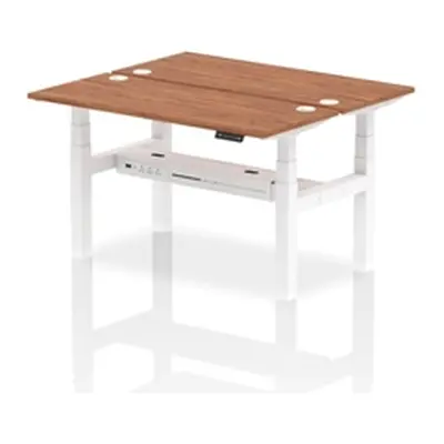 Air B2B 1400x600mm Height Adjustable 2P Bench Desk CP Walnut/White