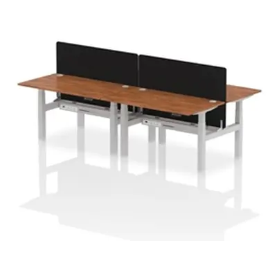 Air B2B 1400x800mm Adjustable 4P Bench Desk CP Walnut/Silver + Screen