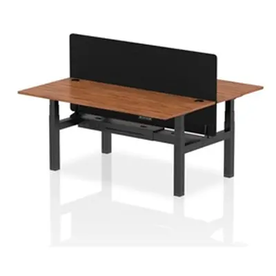 Air B2B 1800x800 Adjustable 2P Bench Desk CP Walnut/Black + Screen