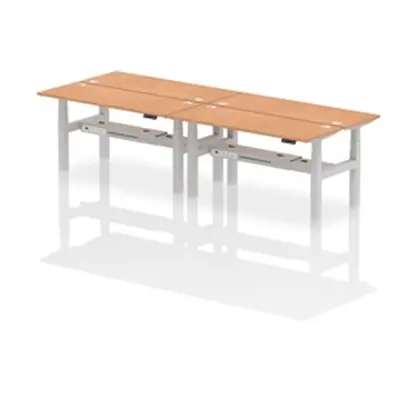 Air B2B 1600x600mm Height Adjustable 4P Bench Desk CP Oak/Silver