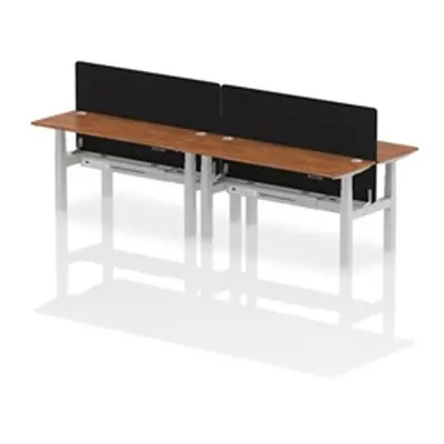 Air B2B 1600x600mm Adjustable 4P Bench Desk CP Walnut/Silver + Screen