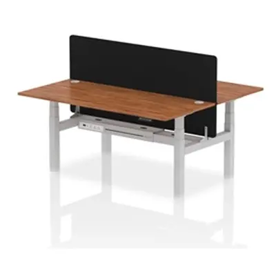 Air B2B 1800x800mm Adjustable 2P Bench Desk CP Walnut/Silver + Screen