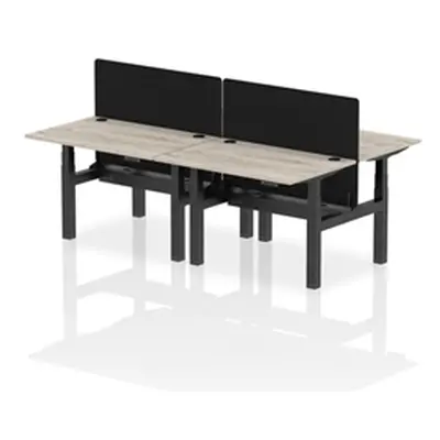 Air B2B 1200x800mm Adjustable 4P Bench Desk CP Grey Oak/Black + Screen