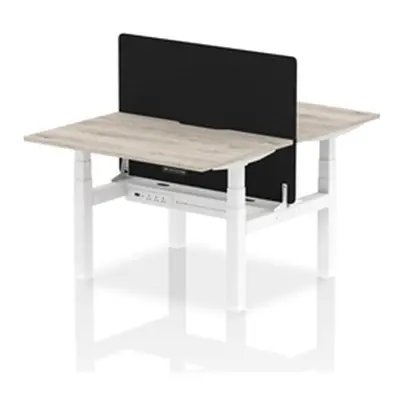 Air B2B 1200x800 Adjustable 2P Bench Desk Scallop Gr Oak/White +Screen