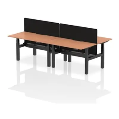 Air B2B 1400x800 Adjustable 4P Bench Desk Scallop Beech/Black + Screen