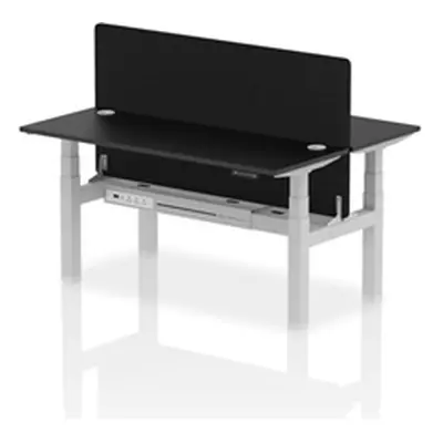 Air B2B 1600x600mm Adjustable 2P Bench Desk CP Black/Silver + Screen