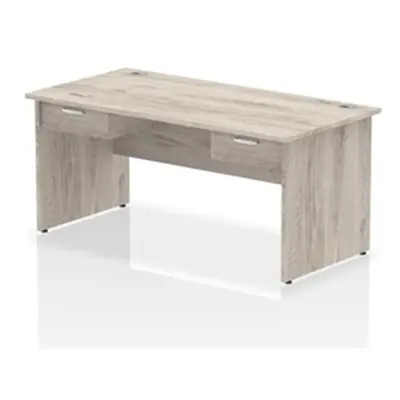 Impulse 1600x800 Desk Grey Oak Top Panel End 2x1 Drawer Fixed Ped