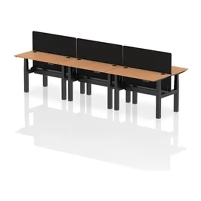 Air B2B 1200x600mm Adjustable 6P Bench Desk CP Oak/Black + Screen