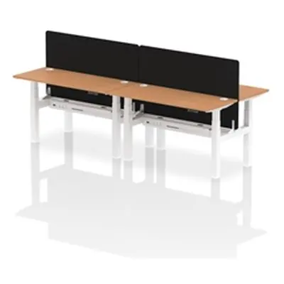 Air B2B 1400x600mm Adjustable 4P Bench Desk CP Oak/White + Screen